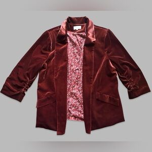 Velvet Skies are Blue Rust Copper Open Blazer Women’s size XXL